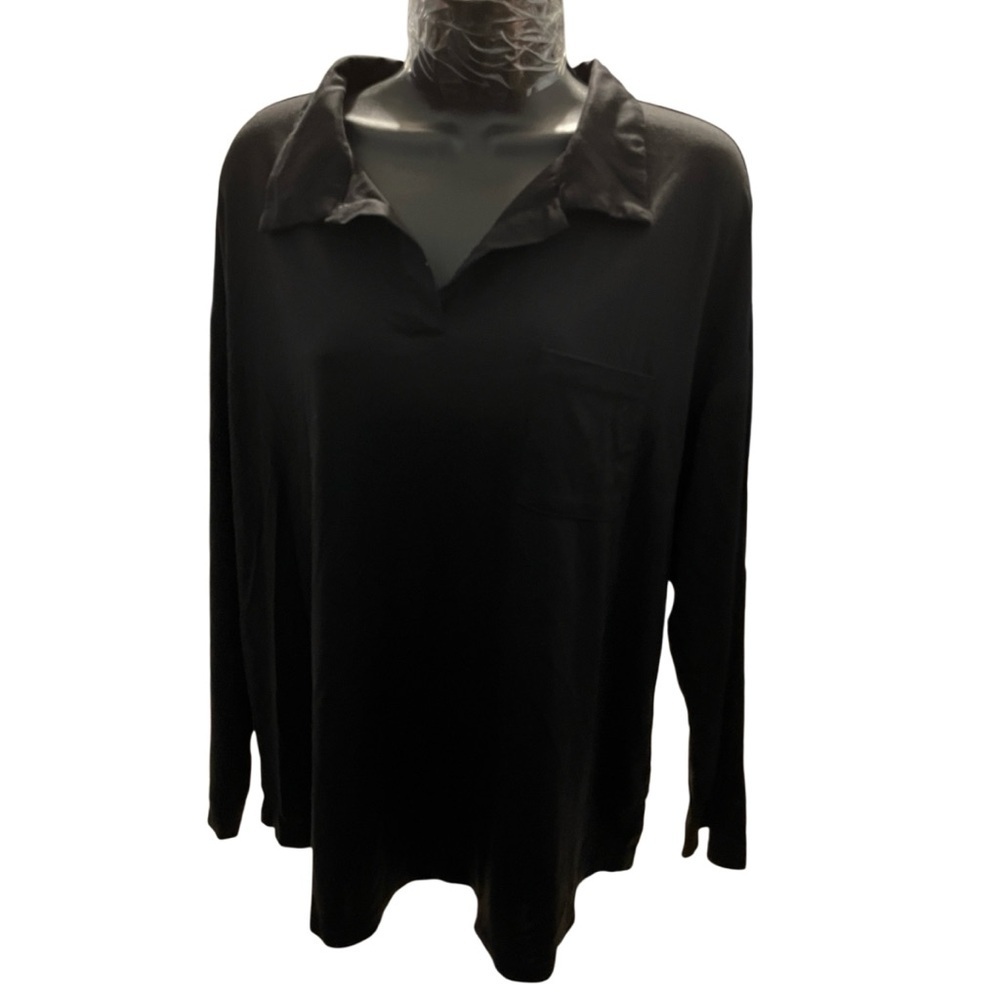 Timeson Black V-neck‎ Flowy Blouse XXL